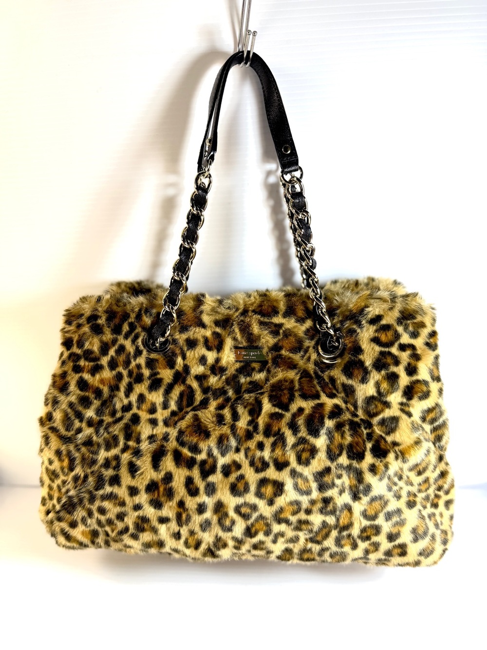 Kate Spade Leopard Faux Fur Shoulder Bag with Chain Handles